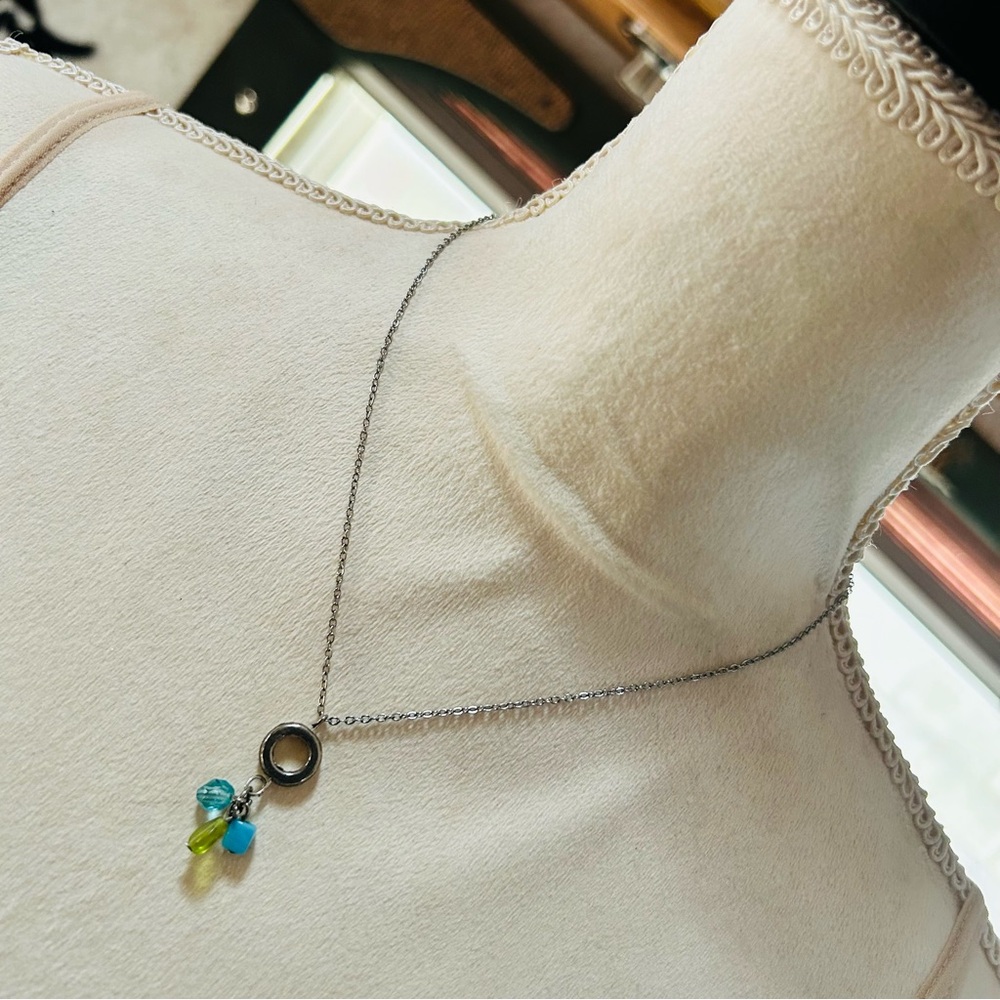 Handcrafted glass bead cluster pendant on chain necklace